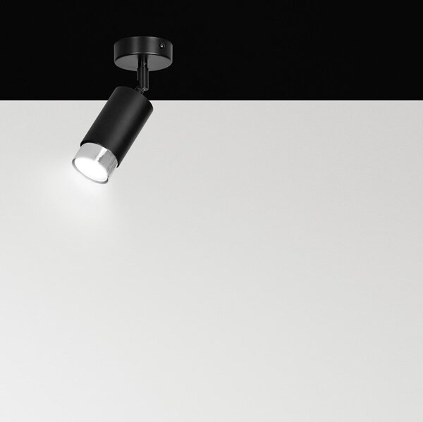 Stropní svítidlo HIRO 1 – černé / chromové, 1× GU10, šířka 8 cm