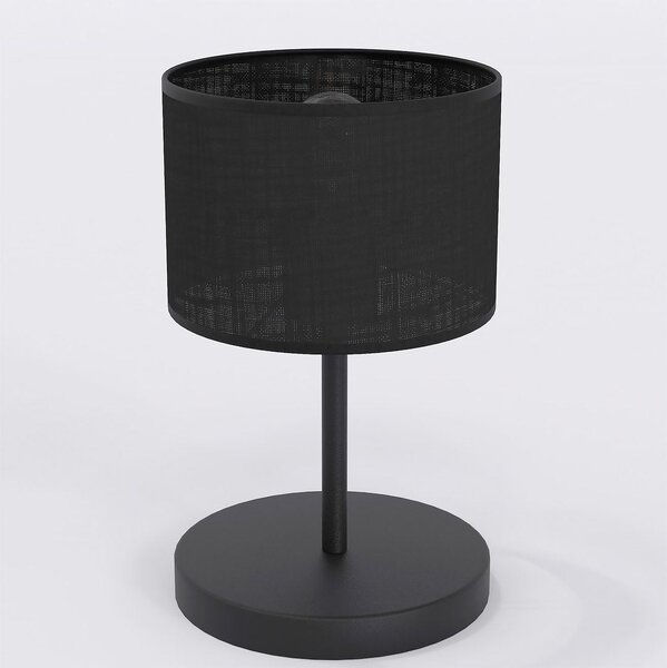 Stolní lampa ECO LN1 – celočerná, textilní stínidlo, 1× E27, šířka 20 cm