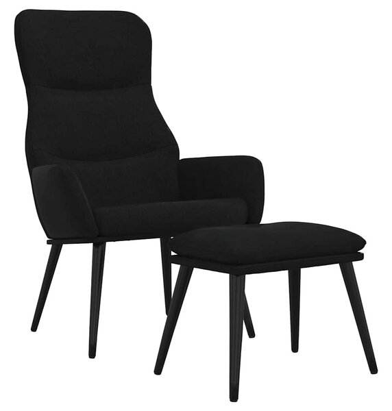 Relaxační křeslo se stoličkou černé textil 3097435