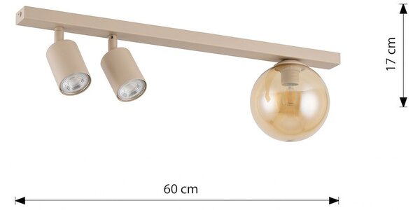 Stropní svítidlo BASTER 3 – moka, jantarové sklo, 3× GU10/E14, šířka 60 cm