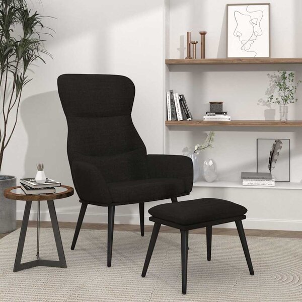 Relaxační křeslo se stoličkou černé textil 3097435