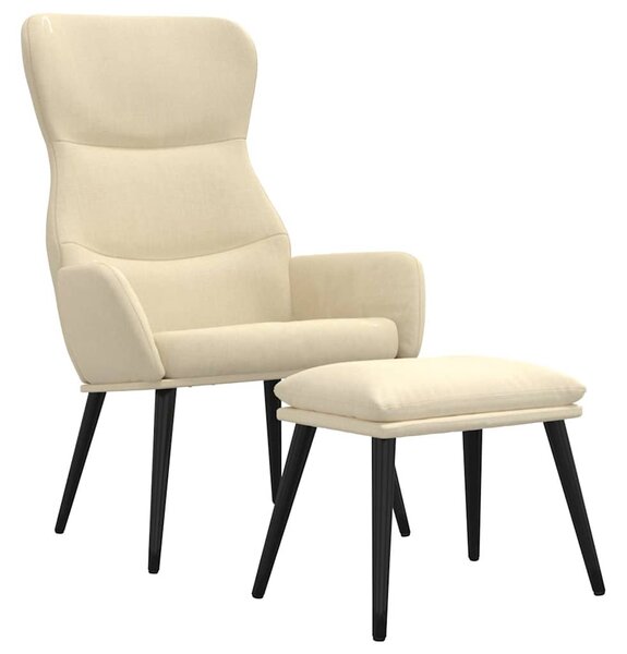 Relaxační křeslo se stoličkou krémové textil 3097431