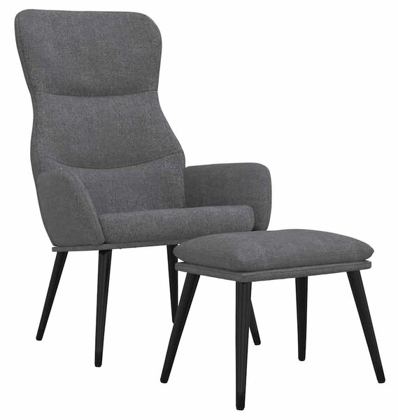 Relaxační křeslo se stoličkou světle šedé textil 3097429
