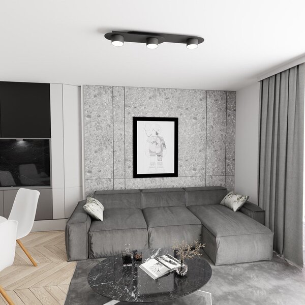 Stropní svítidlo STILO 3 – černé, 3× GX53, šířka 70 cm