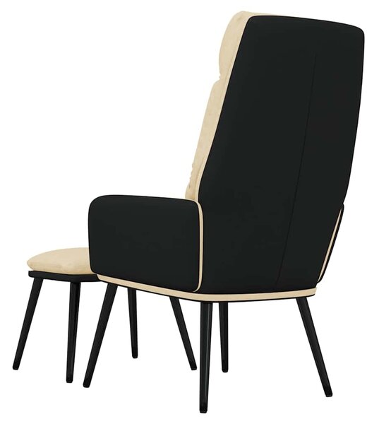 Relaxační křeslo se stoličkou krémové textil a umělá kůže 3097508