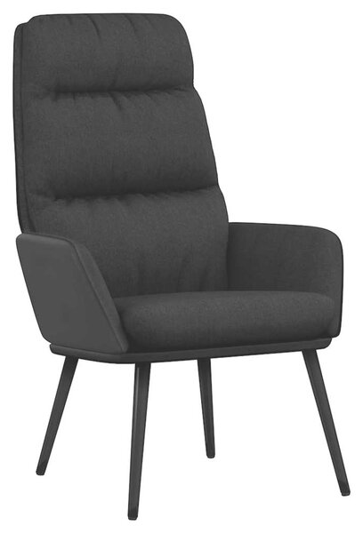 Relaxační křeslo se stoličkou černé textil a umělá kůže 3097511