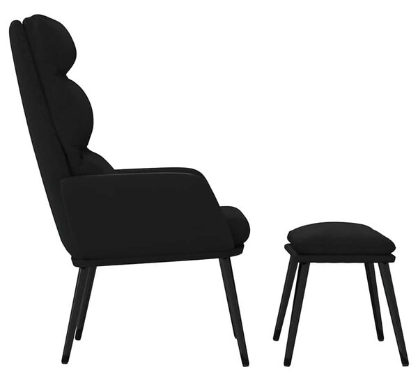 Relaxační křeslo se stoličkou černé textil a umělá kůže 3097511