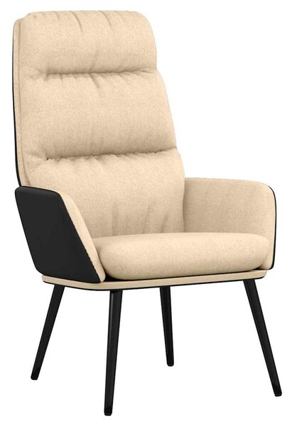 Relaxační křeslo se stoličkou krémové textil a umělá kůže 3097508