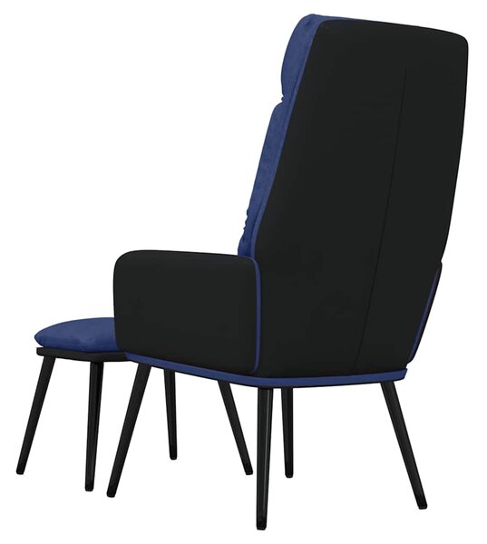 Relaxační křeslo se stoličkou modré textil a umělá kůže 3097510