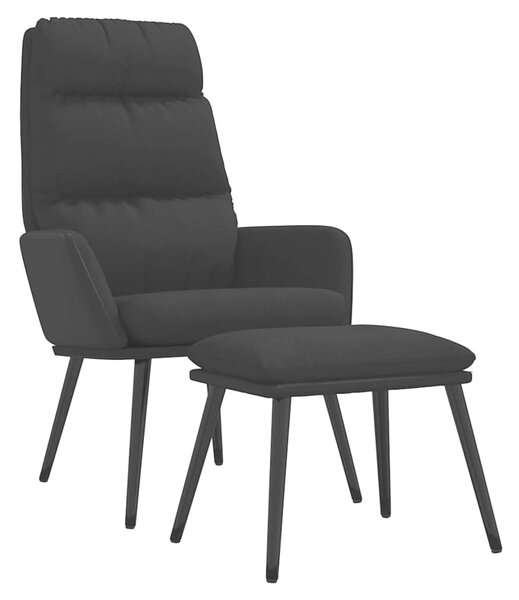 Relaxační křeslo se stoličkou černé textil a umělá kůže 3097511