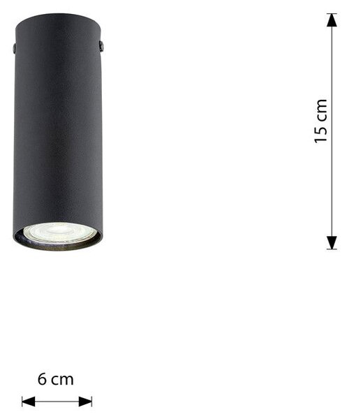 Stropní svítidlo TECNO 1S – černé, 1× GU10, šířka 6 cm