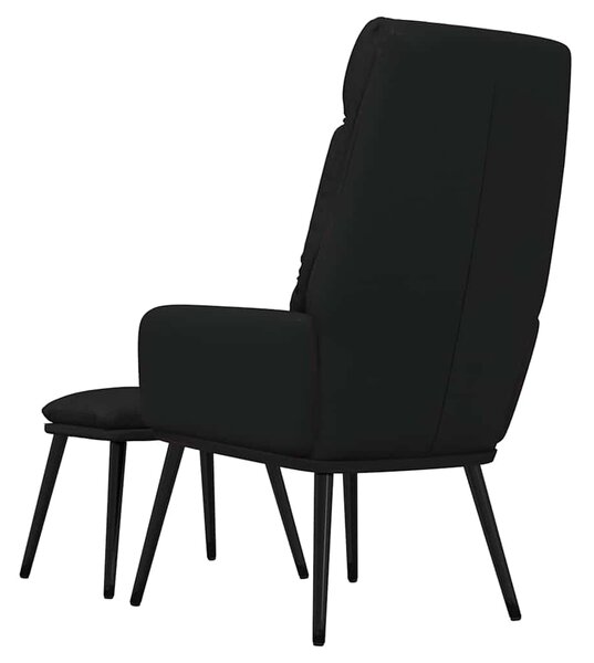 Relaxační křeslo se stoličkou černé textil a umělá kůže 3097511