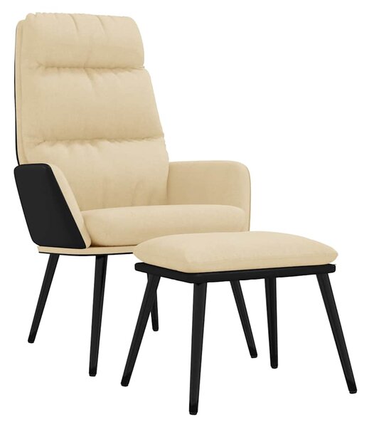 Relaxační křeslo se stoličkou krémové textil a umělá kůže 3097508
