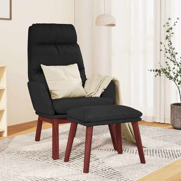 Relaxační křeslo se stoličkou černé textil 3097569