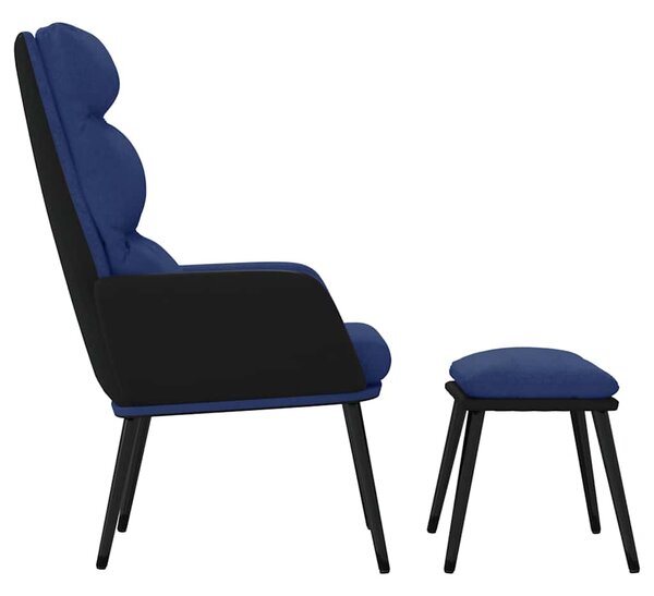 Relaxační křeslo se stoličkou modré textil a umělá kůže 3097510