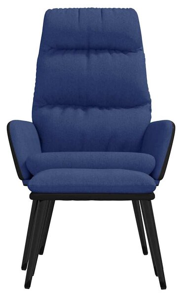 Relaxační křeslo se stoličkou modré textil a umělá kůže 3097510