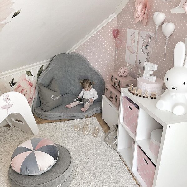MeowBaby Pěnová hrací podložka mráček: růžová