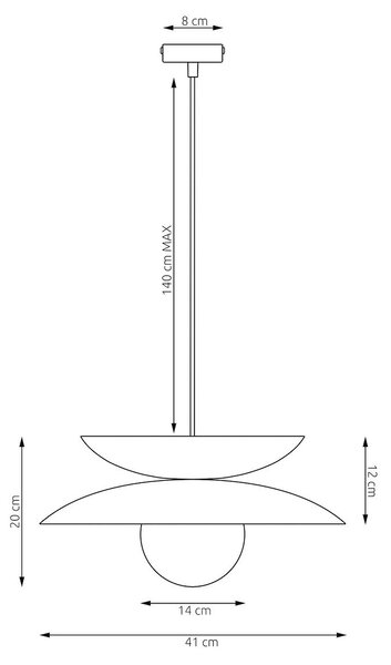 Závěsné svítidlo NAGOYA 1 – bílé / moka, sklo, 1× G9, šířka 41 cm