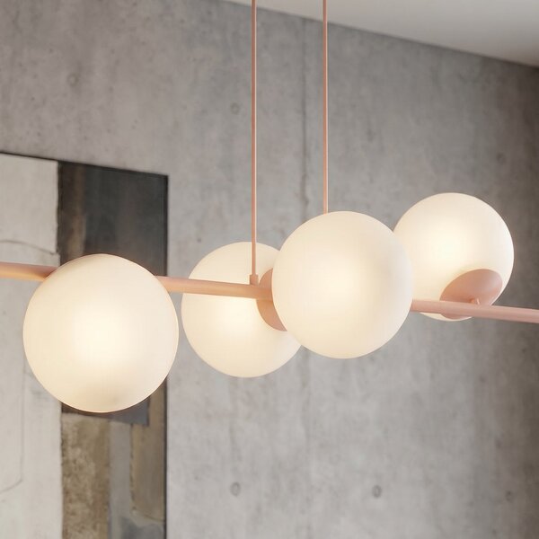 Závěsné svítidlo MAGNUS 8 – korálové, bílé sklo, 8× E14, šířka 116 cm