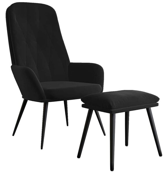 Relaxační křeslo s podnožkou černé samet 3097625