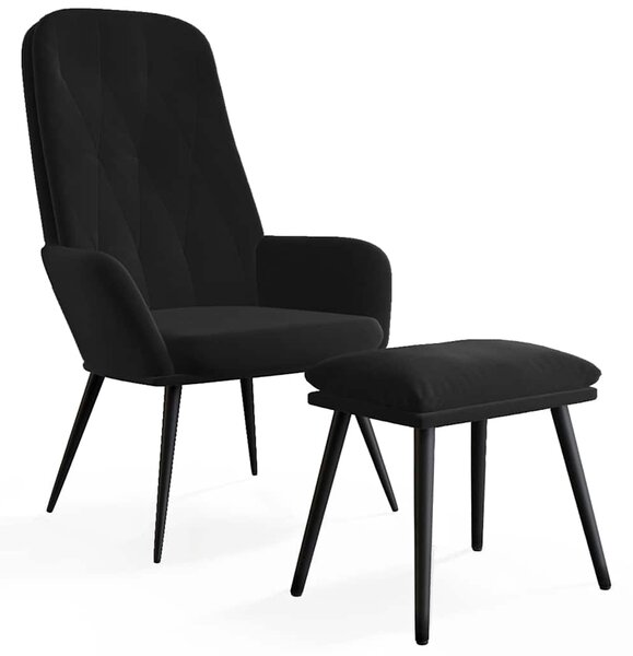 Relaxační křeslo s podnožkou černé samet 3097625