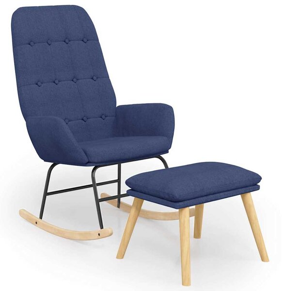 Houpací křeslo s podnožkou modré textil 3097708