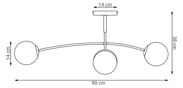 Stropní svítidlo PREGOS 4 – moka, jantarové sklo, 4× E14, šířka 90 cm