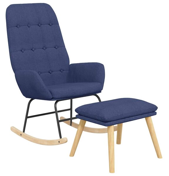 Houpací křeslo s podnožkou modré textil 3097708