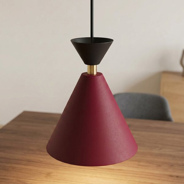 Závěsné svítidlo KLEVER 1 – vínové / černé, 1× E14, šířka 16 cm