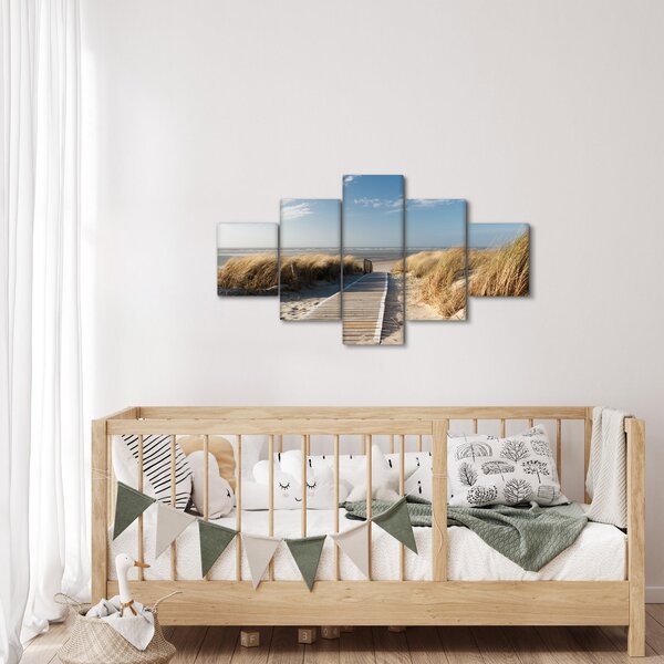Obraz - Písečná pláž na ostrově Langeoog, Německo (125x70 cm)