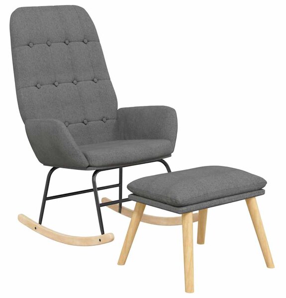 Houpací křeslo s podnožkou světle šedé textil 3097704