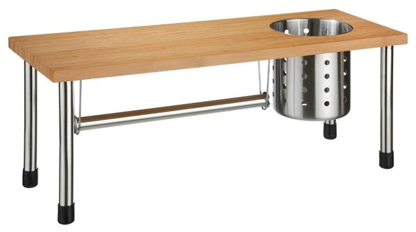 Kuchyská police 3v1, bambus, nerezová ocel