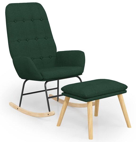Houpací křeslo s podnožkou tmavě zelené textil 3097709