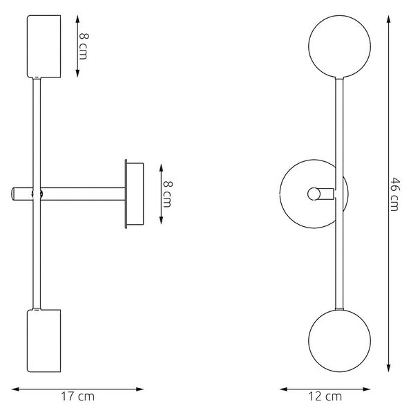 Nástěnné svítidlo NATSU K2 – vínové, 2× GX53, šířka 46 cm