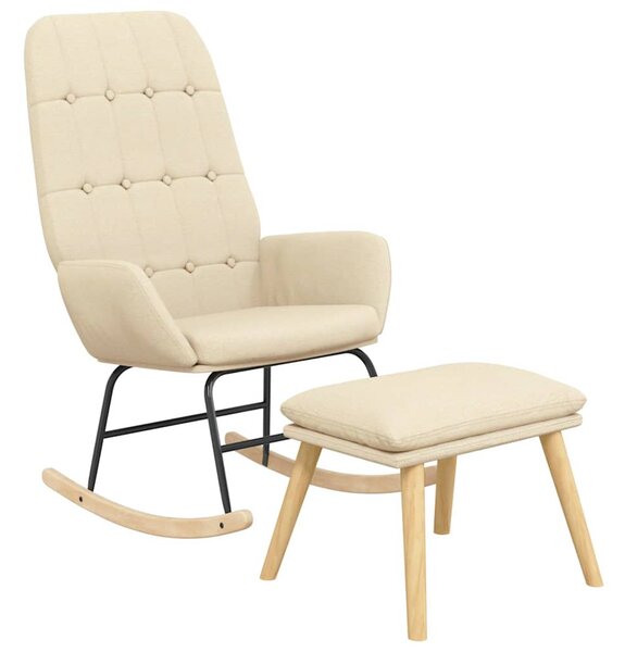 Houpací křeslo s podnožkou krémové textil 3097706
