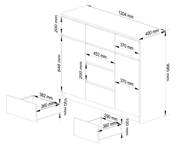 Ak furniture Komoda 120 cm K017 bílá