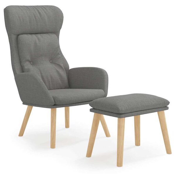Relaxační křeslo s podnožkou světle šedé textil 3097750