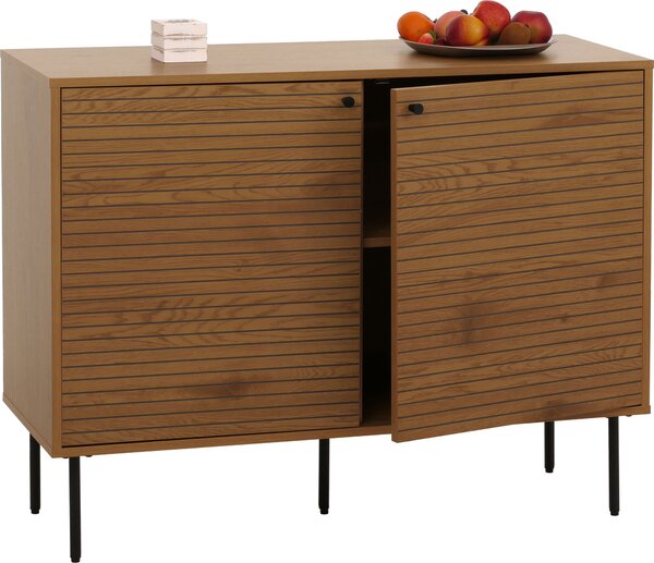 Píborník HWC-N78, komoda skíka píborník, skandinávský styl kov dřevo melamin MVG 86x110x40cm pírodní
