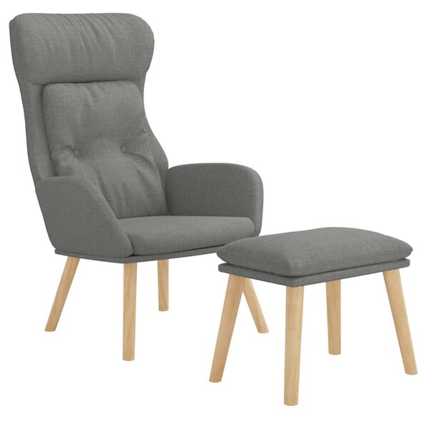 Relaxační křeslo s podnožkou světle šedé textil 3097750