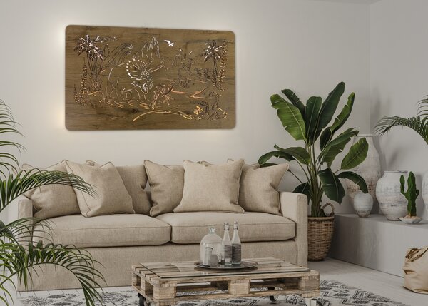 "Dinosauři" světelný obraz 230V 100x57cm provedení povrchu: dub světlý