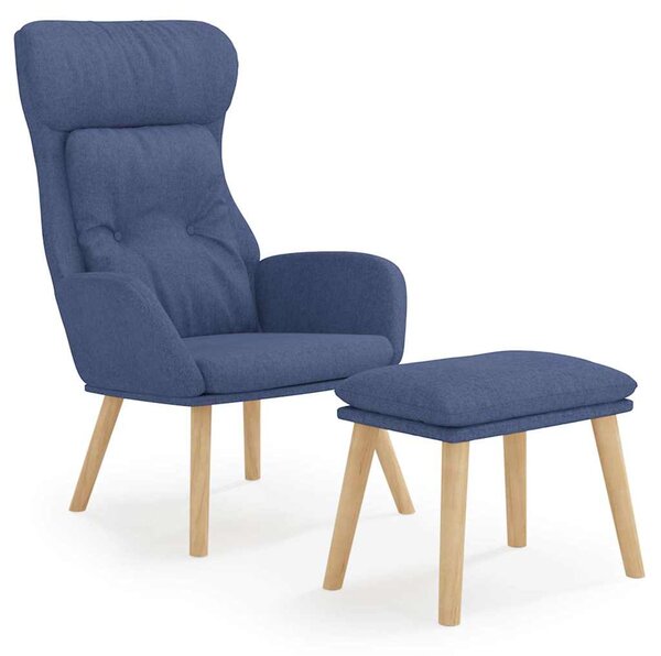 Relaxační křeslo s podnožkou modré textil 3097754