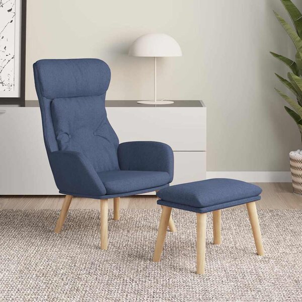 Relaxační křeslo s podnožkou modré textil 3097754