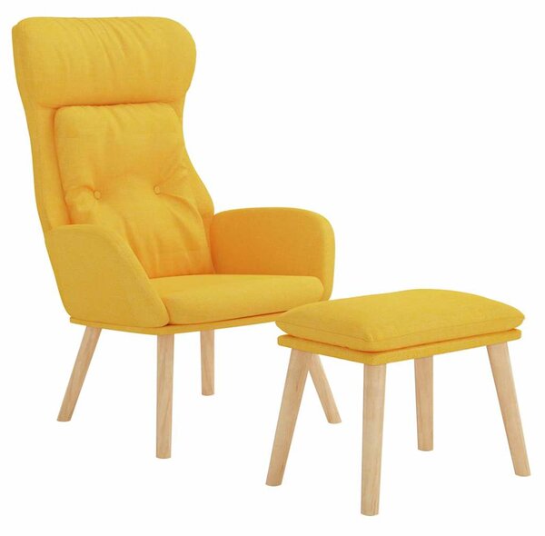 Relaxační křeslo s podnožkou hořčicově žluté textil 3097757