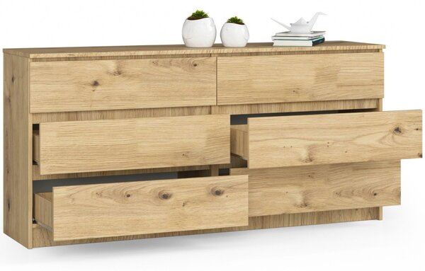 Ak furniture Komoda Kuba 160 cm 6 šuplíků dub artisan