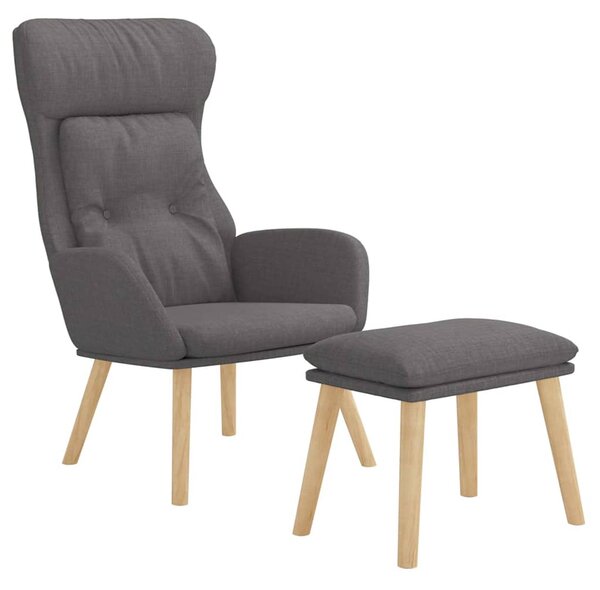 Relaxační křeslo s podnožkou tmavě šedé textil 3097751