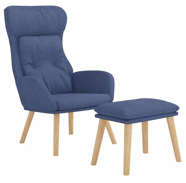 Relaxační křeslo s podnožkou modré textil 3097754