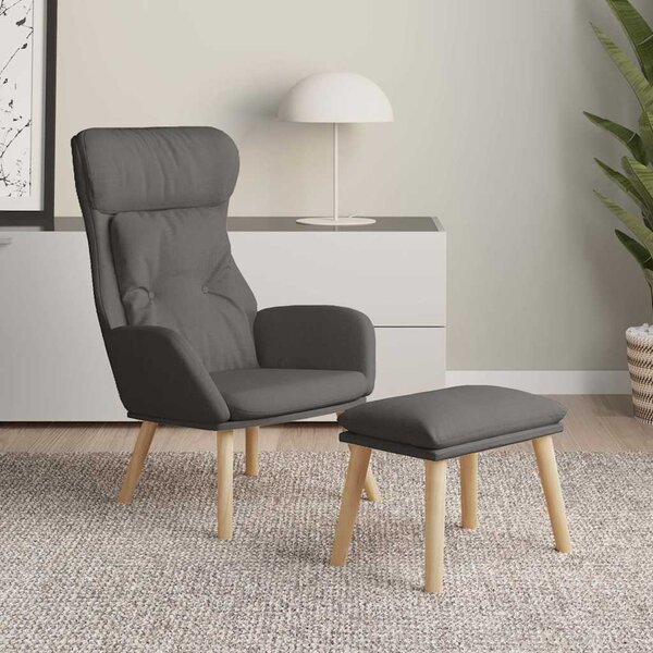 Relaxační křeslo s podnožkou tmavě šedé textil 3097751
