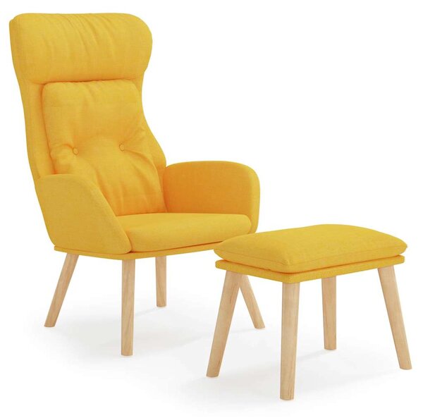 Relaxační křeslo s podnožkou hořčicově žluté textil 3097757