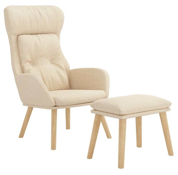 Relaxační křeslo s podnožkou krémové textil 3097752