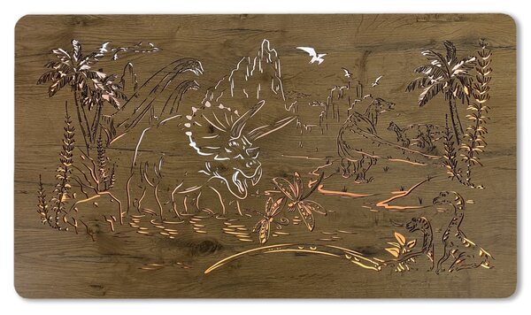 "Dinosauři" světelný obraz 230V 100x57cm provedení povrchu: dub světlý